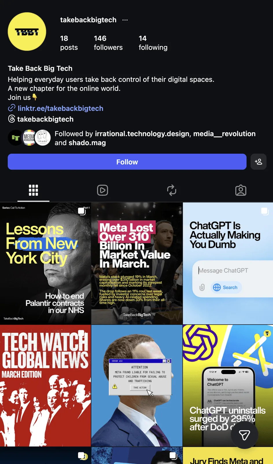 Take Back Big Tech social media grid with collage imagery